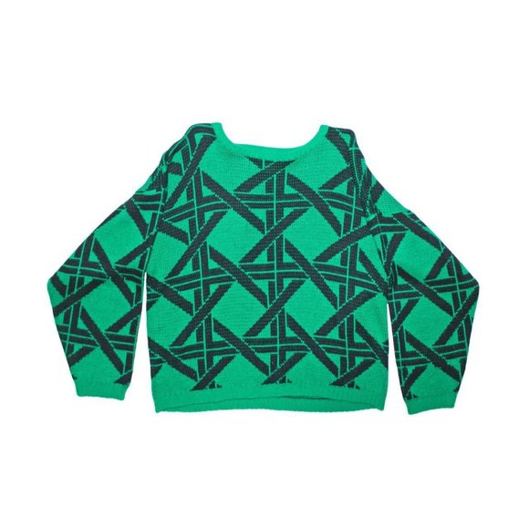 Vintage 80s 90s Green Knit Sweater - Picture 1 of 3